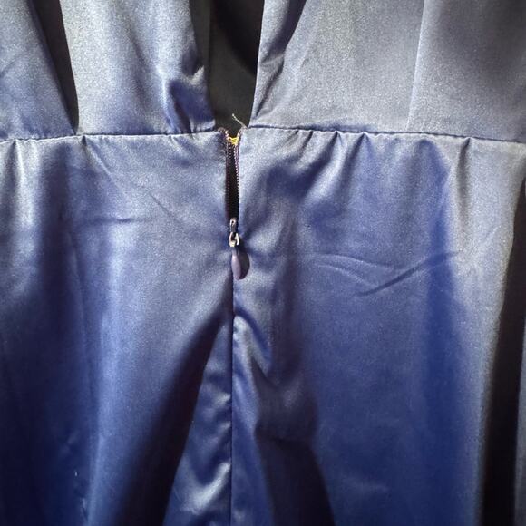 Fashion Nova Deep Blue Satin Romper - Picture 4 of 5